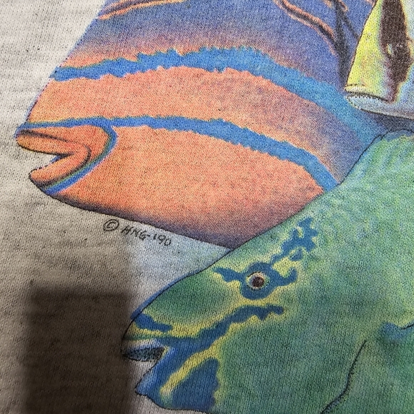 Vintage Single Stitch Fish Design Tee Shirt By Artist F. Cheney Size XL - Picture 4 of 9